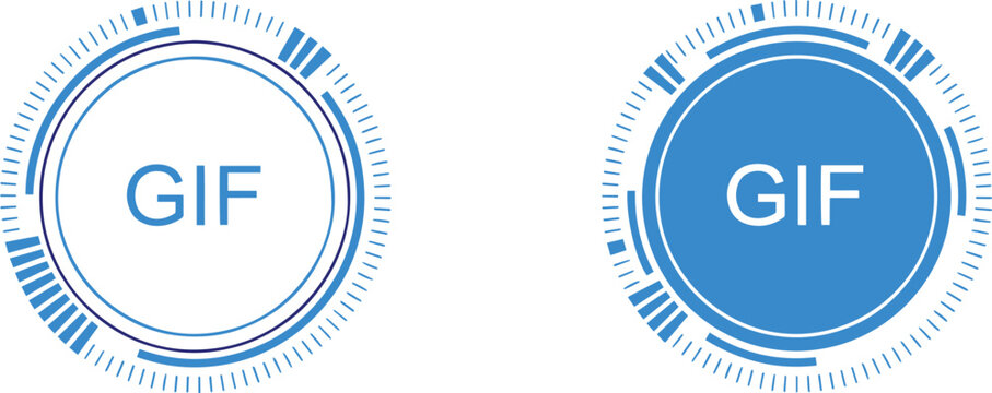 Circular gif animation loading interface elements in blue colors