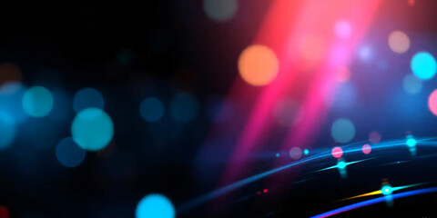 Abstract Futuristic Technology glow create vibrant visual Colors blend, forming dynamic composition black background design wallpaper Technology background illustration.