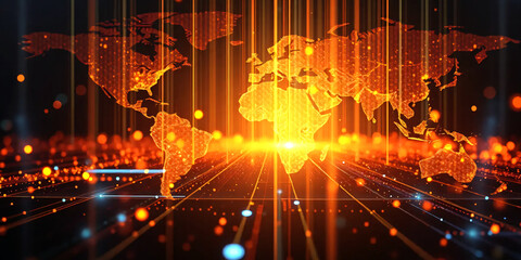 Abstract Futuristic Technology glow create Communication technology for internet business. Global world network and telecommunication design wallpaper Technology background illustration.