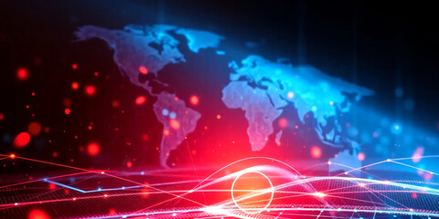 Abstract Futuristic Technology glow create Communication technology for internet business. Global world network and telecommunication design wallpaper Technology background illustration.