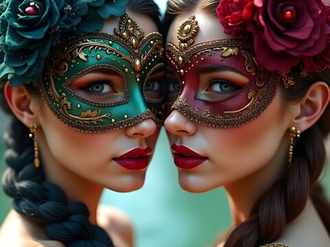 Carnevale di Venezia: maschera veneziana, donne belle e misteriose con maschera