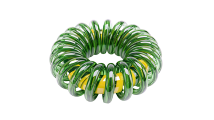 Green Toroidal Inductor with Yellow Core