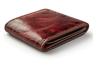 Rich Burgundy Leather Wallet Floating Gracefully in Air