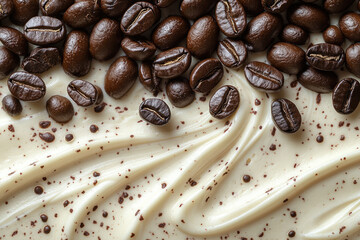 Coffee Beans and Cream Creating Organic Abstract Motion
