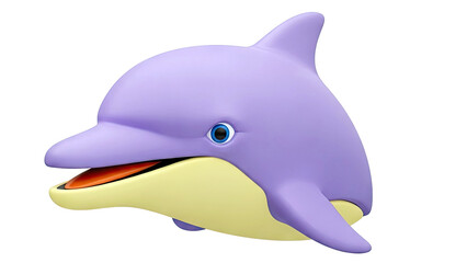 Obraz premium Purple cartoon dolphin with yellow belly and blue eye