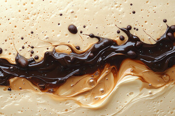 Energetic Fluid Movement of Coffee Beans and Cream Mix