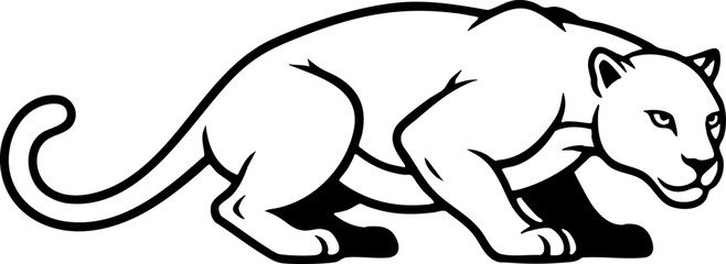 Obraz premium Black Panther Cougar Stalking Mascot Vector Illustration