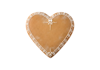 Gingerbread heart featuring a blank space on a white backdrop

