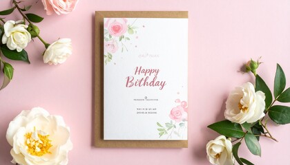 かわいいバースデーカードとフラワー