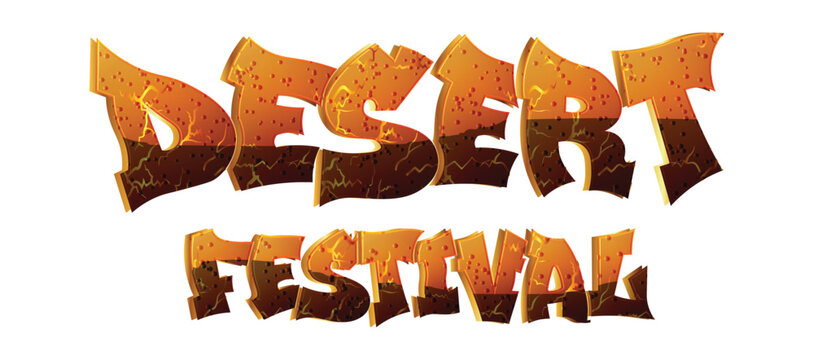 Desert Festival Typography with Sand Texture | Creative 3D Text Effect for Jaisalmer, Rajasthan Marwar Tourism, Safari and Arabian Culture Banner Design