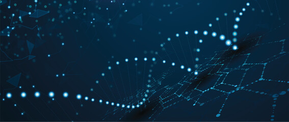 Futuristic molecules structure DNA strands, connected neural web