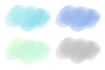 水彩風にじみイラストセット　クールトーン
