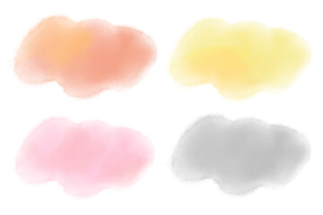 水彩風にじみイラストセット　ウォームトーン
