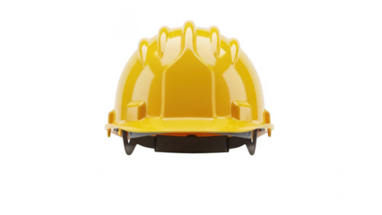 Yellow hard hat safety equipment isolated on transparent background