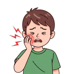 The boy has a toothache