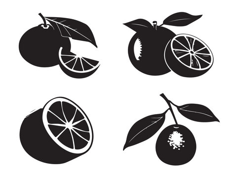 A lovely collection of four simple solid black whole orange graphics