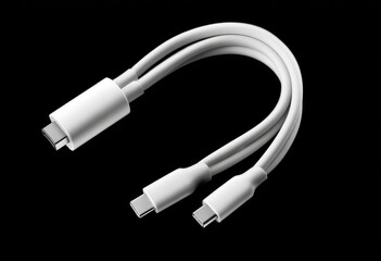 White USB Splitter Cable for Charging Multiple Devices.