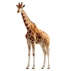 Obraz premium Majestic giraffe standing against isolated on transparent background