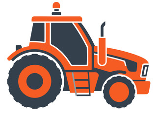 Obraz premium Autonomous tractor illustration. Modern, orange and blue design. Represents smart farming technology. Clean, vector graphic for commercial use.