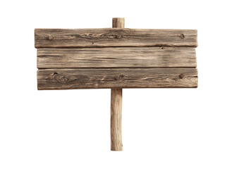 Weathered wooden signpost with two planks nailed onto a sturdy post