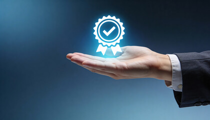 Award recognition ceremony corporate office digital artwork professional environment close-up perspective achievement concept