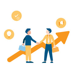 Business Growth Strategy with Arrow and Team Illustration