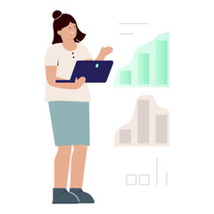 Business Woman Analyzing Growth Chart Illustration