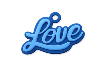 Blue love word art with 3d effect