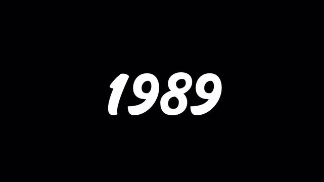 1989 numers text shape animation, on alpha background 