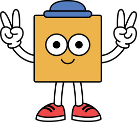 Square Geometric Shape Character Math School Illustration Victory Posture