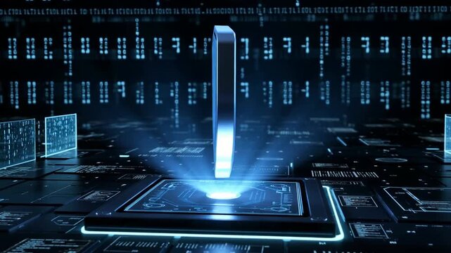 A futuristic digital shield displaying binary codes in a dark virtual environment, emphasizing security and technology
