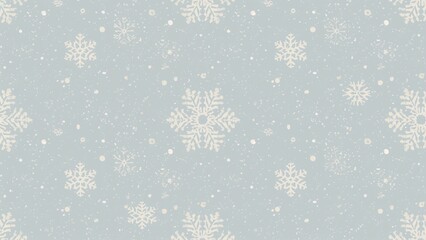 Repeating vector pattern of symmetrical snowflakes mixed with simple dots and lines on a light gray background. Minimalist winter design for wrapping paper, fabric, or digital backgrounds.
