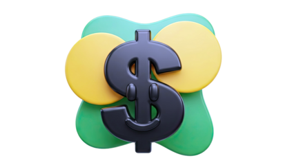 Black Dollar Sign with Yellow and Green Shapes