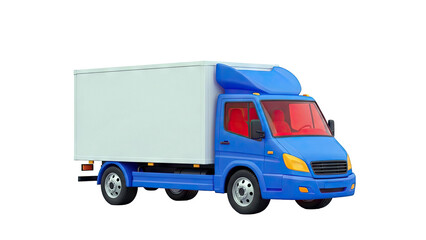 Blue and White Box Truck with Red Interior