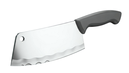 Cleaver Knife with Wavy Edge and Grey Handle
