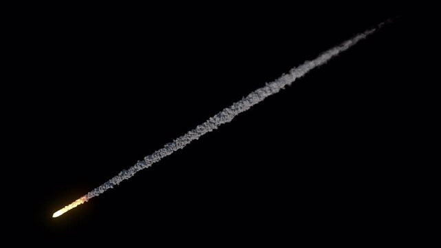 Asteroid Fireball Falling Space Impact with smoke