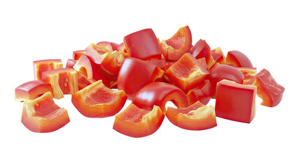 Pile of Diced Red Bell Peppers
