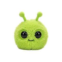 Cute neon green plush alien character

