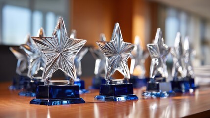 Star Awards on Display: Celebrating Achievement, Success, and Recognition with Elegant Crystal Trophies