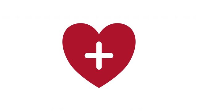 Red heart icon with plus sign animation