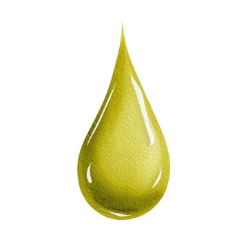 Minimalistic watercolor clipart of olive green teardrop shape isolated on white background for art and design projects