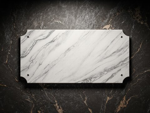 Blank signboard made of marble, mockup design.