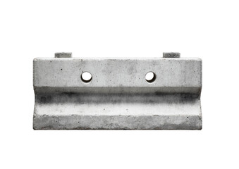 Gray concrete barrier block with two mounting points against black