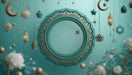 Obraz premium Floating Layered Islamic Ornament Parallax Background