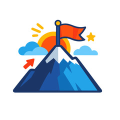 Business Goal Achievement and Success Flag Illustration