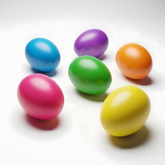 Vibrant easter eggs in various colors on white background celebrating easter sunday