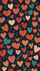 Cute Hand-Drawn Heart Seamless Pattern