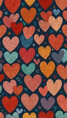 Cute Hand-Drawn Heart Seamless Pattern