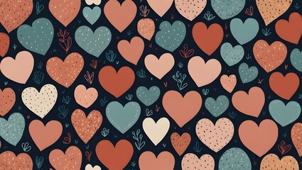Cute Hand-Drawn Heart Seamless Pattern
