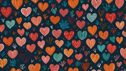 Cute Hand-Drawn Heart Seamless Pattern